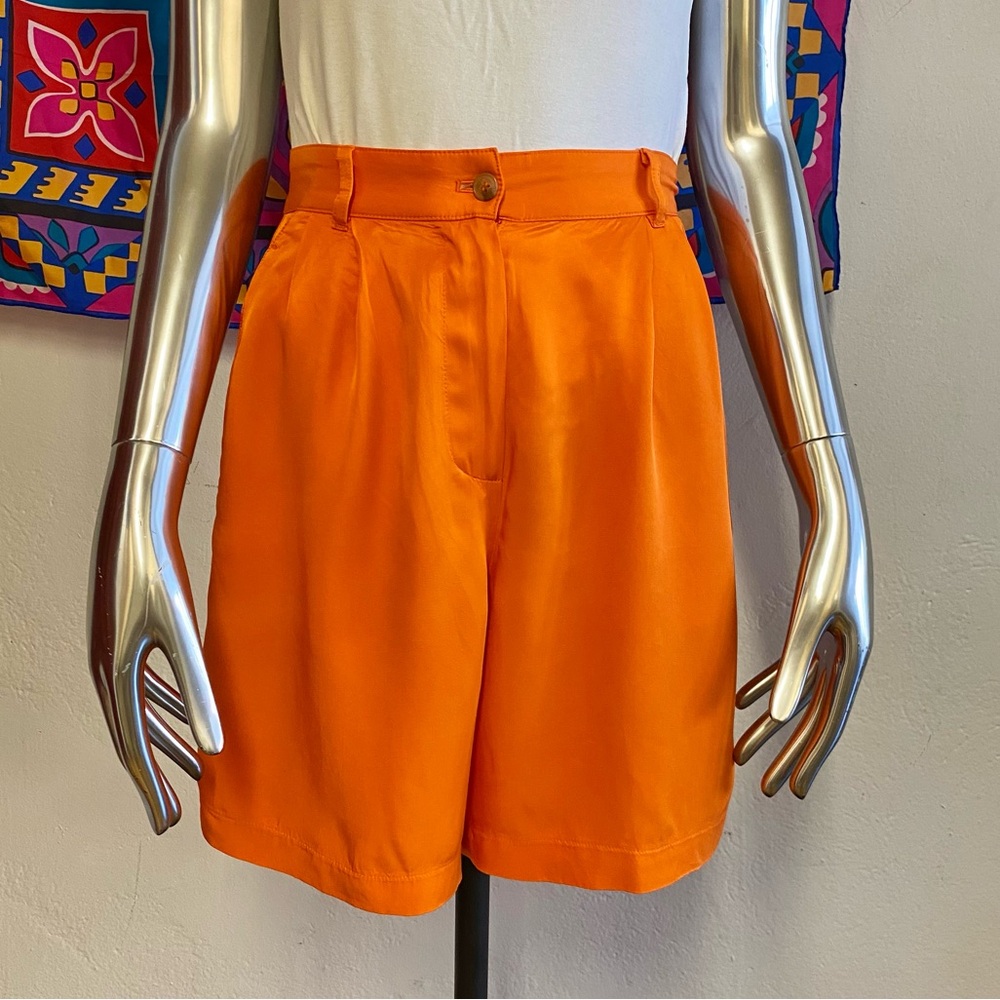 Maje Orange Satin Shorts, 34 / XS